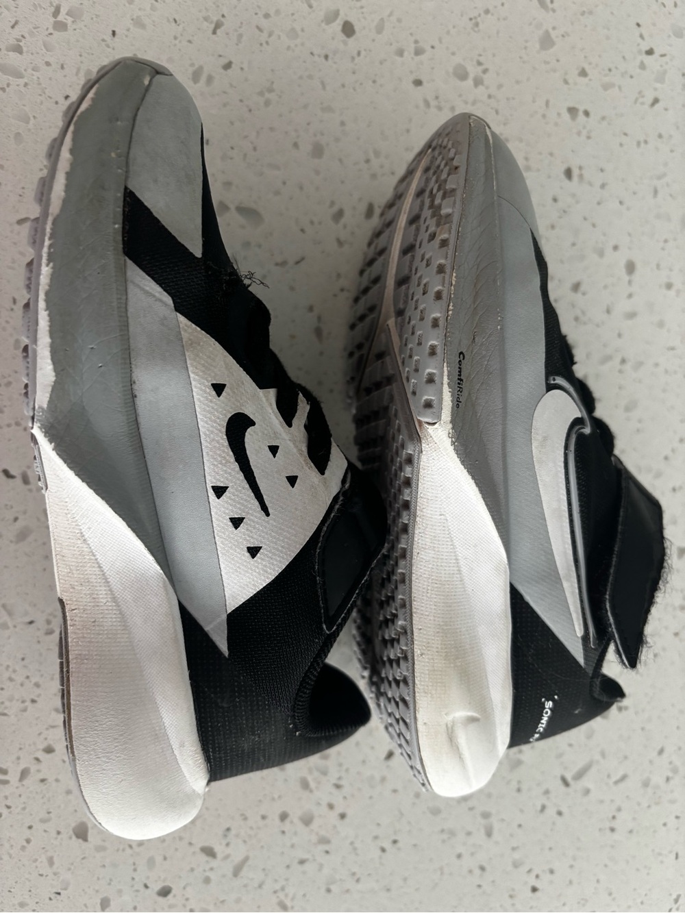 Nike Kids Black, Grey and White Velcro Sneakers